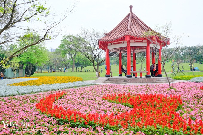 桃園親子景點【大溪埔頂公園】超美花海盛開×野餐好去處×大草皮溜滑梯×大溪老街順遊行程 - yuki.tw