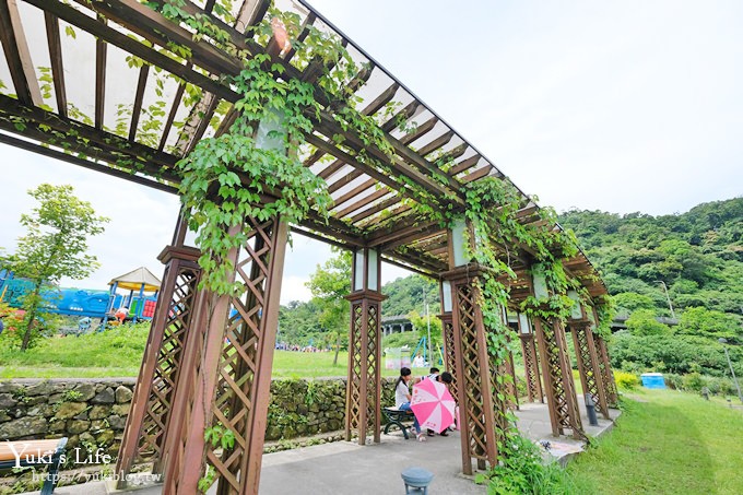 台北特色公園【山水綠小樂園】雙道溜索超刺激！草皮野餐玩沙趣 - yuki.tw