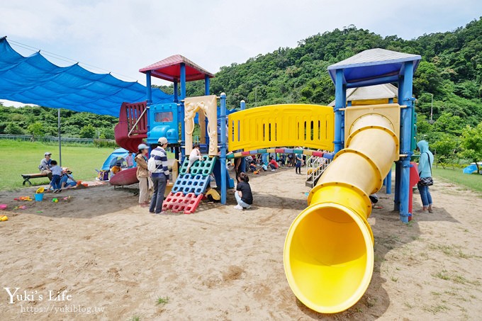 台北特色公園【山水綠小樂園】雙道溜索超刺激！草皮野餐玩沙趣 - yuki.tw