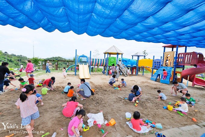 台北特色公園【山水綠小樂園】雙道溜索超刺激！草皮野餐玩沙趣 - yuki.tw