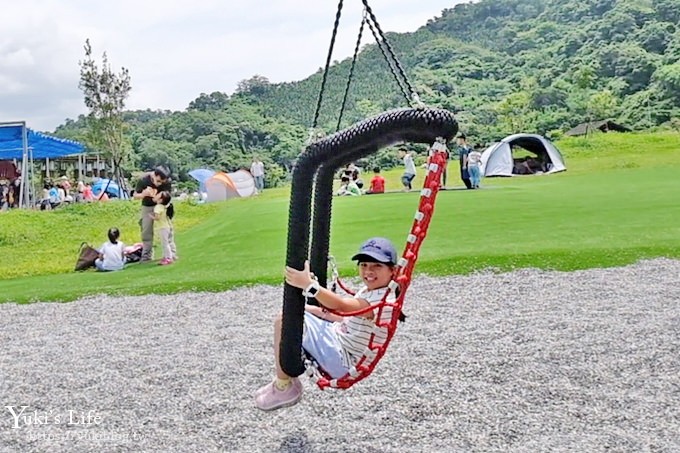 台北特色公園【山水綠小樂園】雙道溜索超刺激！草皮野餐玩沙趣