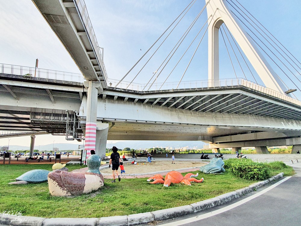 台北士林親子景點》日光水岸廣場～社子大橋下遊戲場，免曬太陽特色公園（有停車場） - yuki.tw