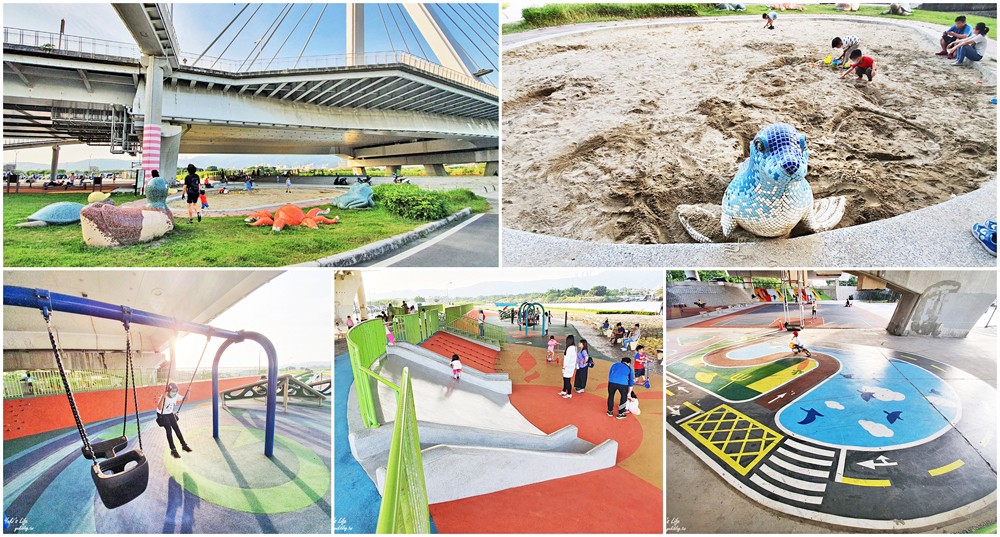 台北士林親子景點》日光水岸廣場～社子大橋下遊戲場，免曬太陽特色公園（有停車場）