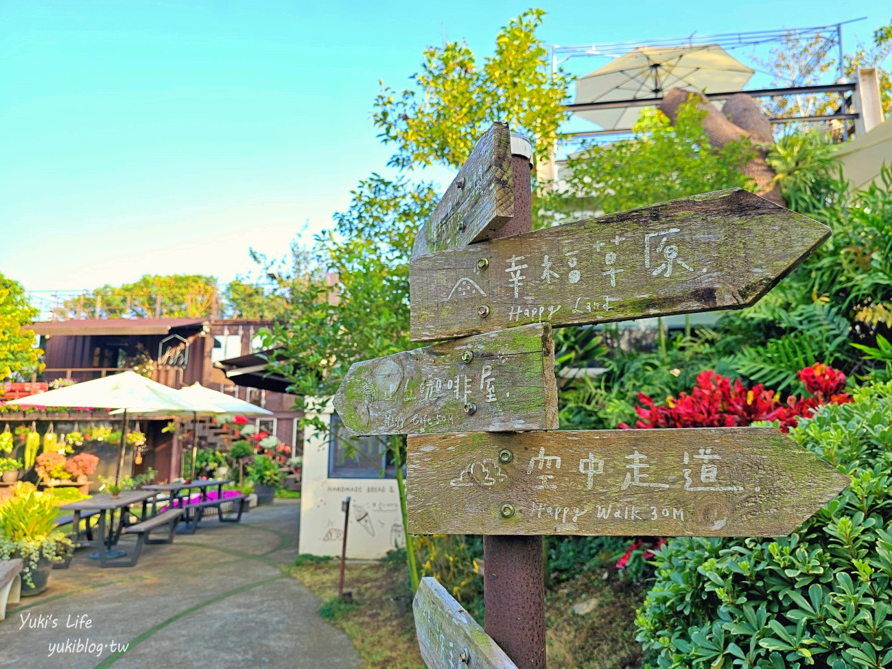 嘉義景點【幸福山丘HappyHill】夢幻花園貨櫃屋咖啡、空中步道、落羽松秘境、療癒大草皮～ - yuki.tw