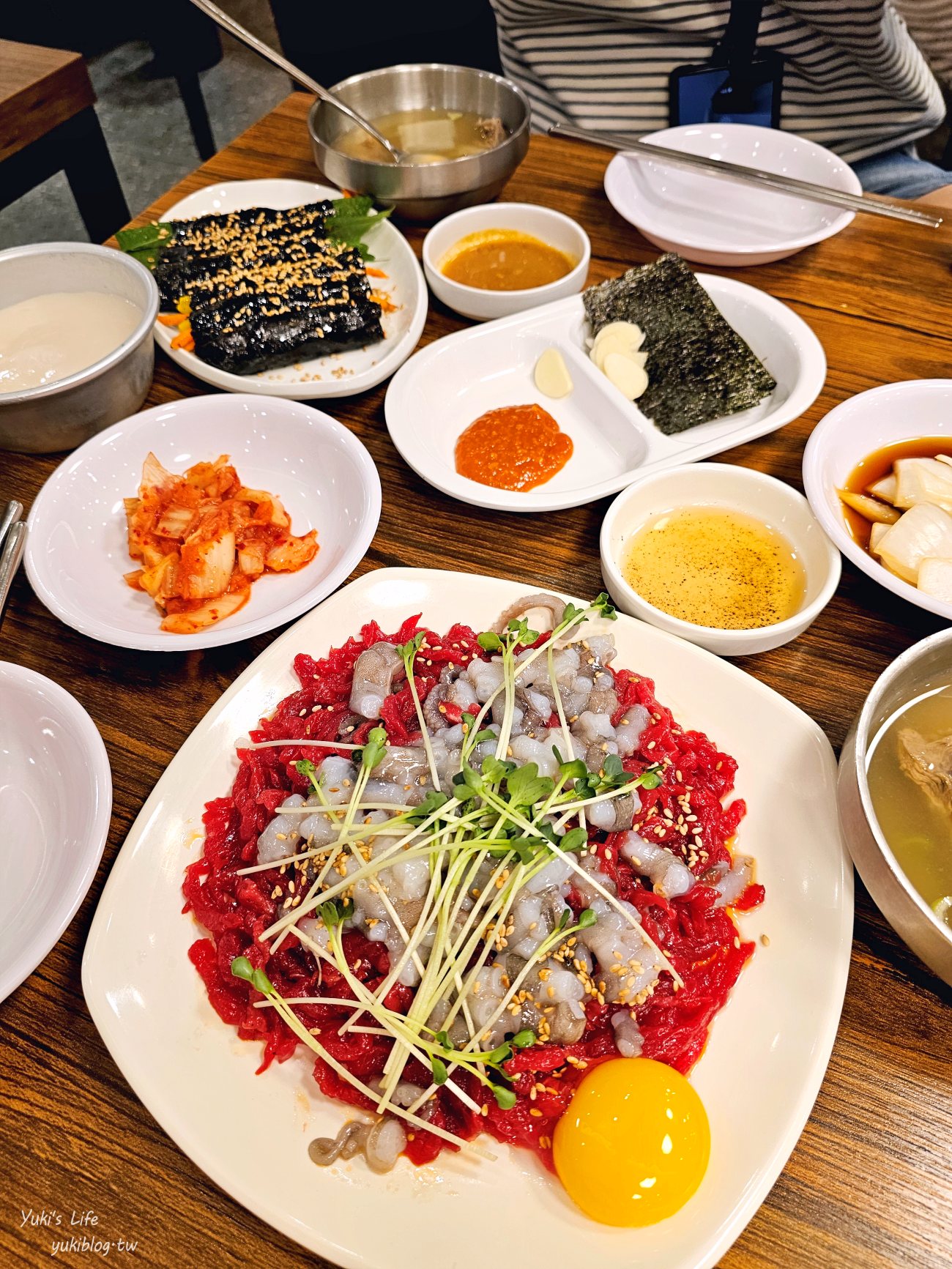 首爾廣藏市場美食「통큰누이네 육회빈대떡」綠豆煎餅.生牛肉.生章魚~附牛肉湯 - yuki.tw