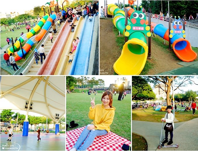 桃園免費親子景點【陽明運動公園】彩色水管磨石子溜滑梯×野餐踏青打球好去處(有停車場／大草皮景點) - yuki.tw