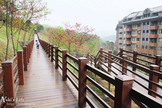 桃園景點【長庚養生文化村】粉紅隧道大沙坑 親子景點 賞櫻木棧道(野餐、室內游泳池親子景點) - yuki.tw