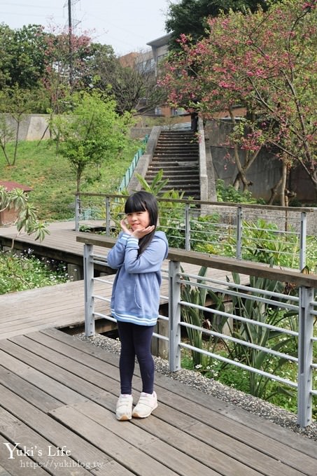 桃園景點【長庚養生文化村】粉紅隧道大沙坑 親子景點 賞櫻木棧道(野餐、室內游泳池親子景點) - yuki.tw