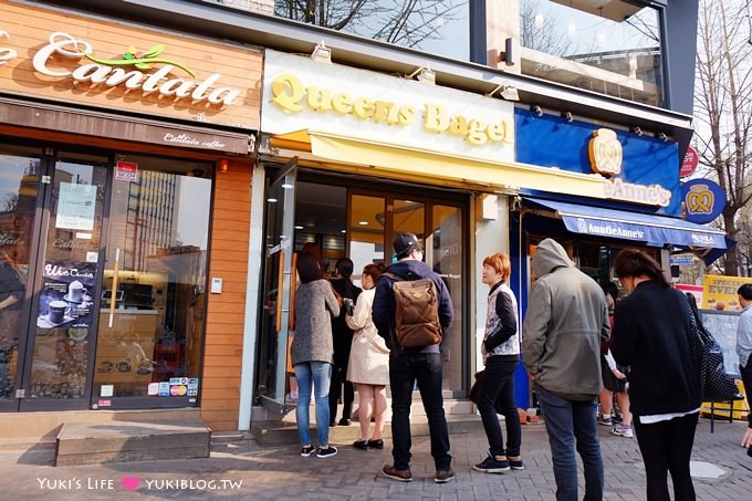 首爾自由行【Queens Bagel】梨花大學排隊美食超過十種乳酪抹醬貝果&梨大賞櫻 - yuki.tw